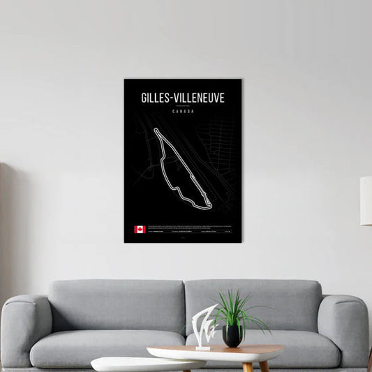 Gilles Villeneuve F1 Circuit Black Poster