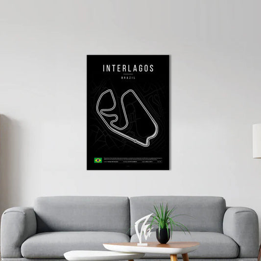 Interlagos F1 Circuit Black Poster
