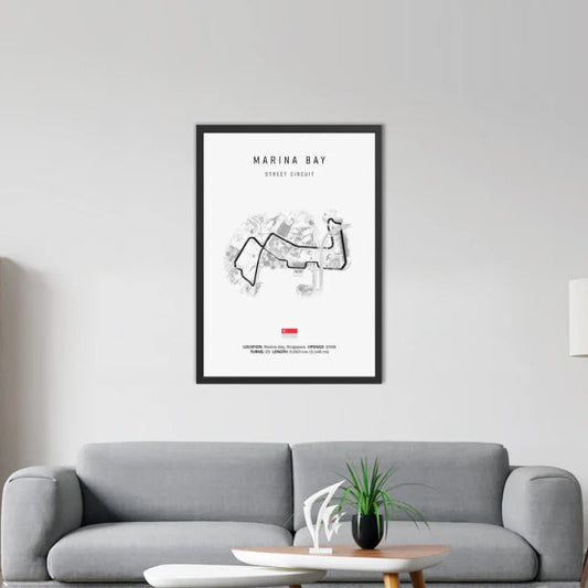 Marina Bay F1 Circuit White Poster