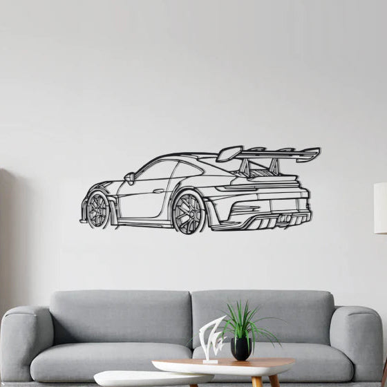Porsche GT3 RS Rear Angle Silhouette Metal