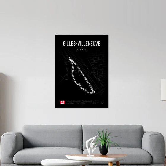 Gilles Villeneuve F1 Circuit Black Poster
