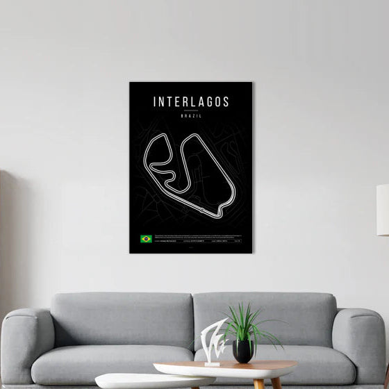 Interlagos F1 Circuit Black Poster