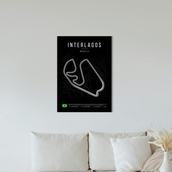 Interlagos F1 Circuit Black Poster