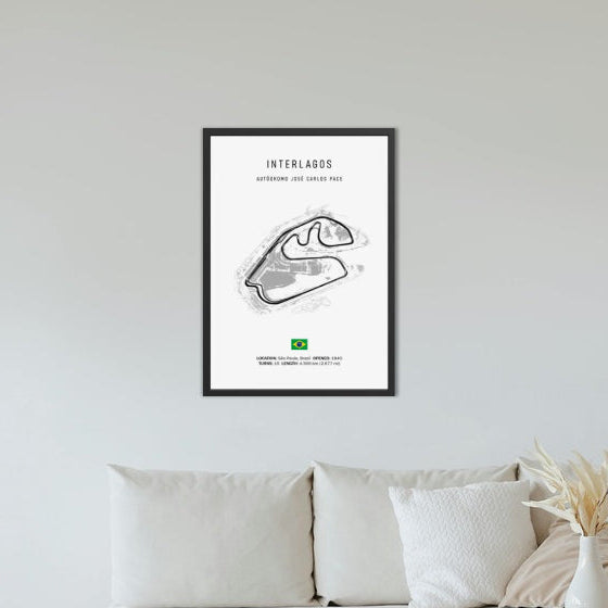 Interlagos F1 Circuit White Poster