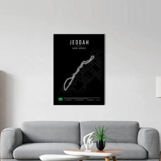 Jeddah F1 Circuit Black Poster