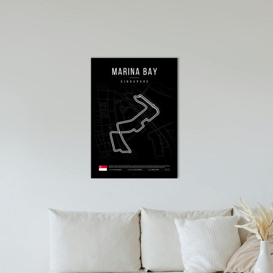 Marina Bay F1 Circuit Black Poster