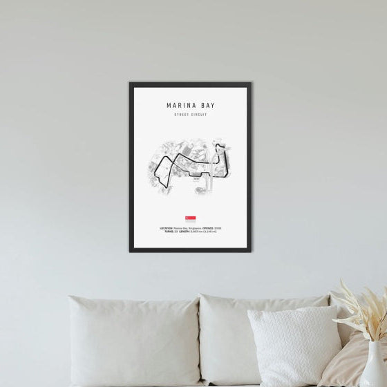 Marina Bay F1 Circuit White Poster