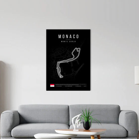 Monaco F1 Circuit Black Poster