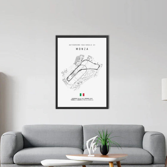 Monza F1 Circuit White Poster