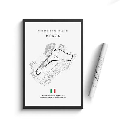 Monza F1 Circuit White Poster