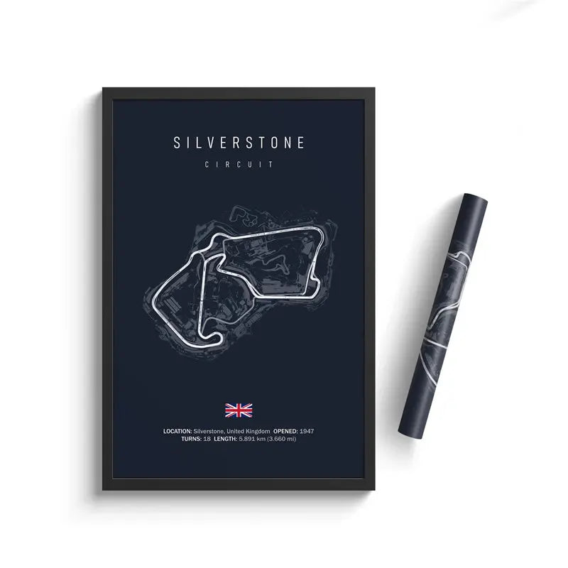 Silverstone F1 Circuit Blue Poster