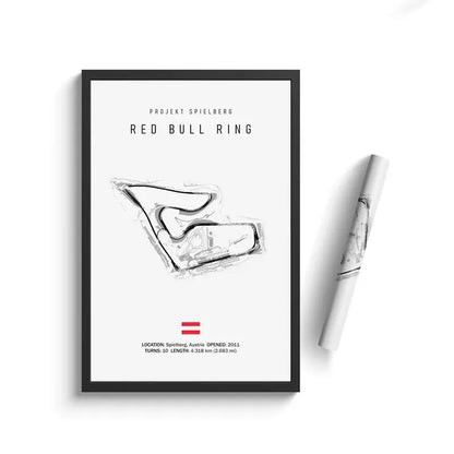 Red Bull Ring F1 Circuit White Poster