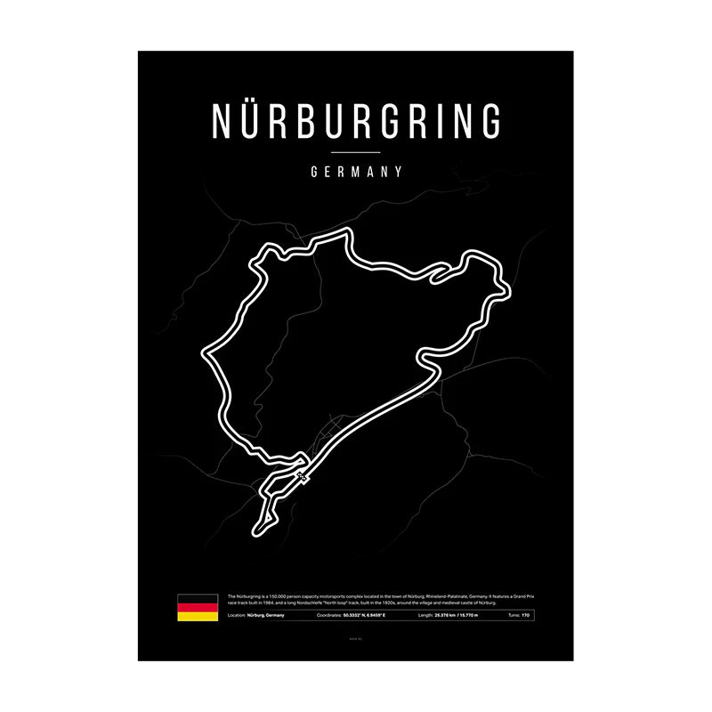 Nürburgring F1 Circuit Black Poster