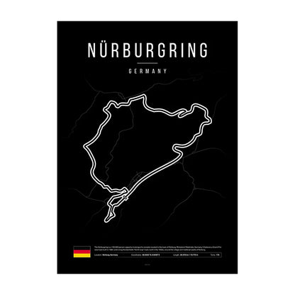 Nürburgring F1 Circuit Black Poster