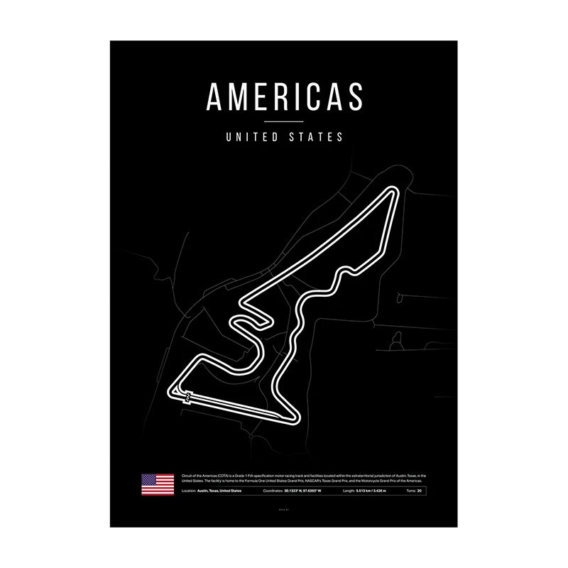 Circuit Of The Americas F1 Circuit Black Poster