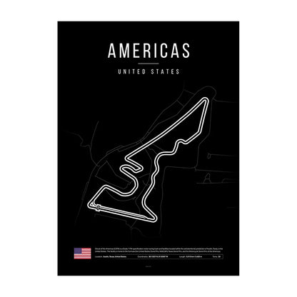 Circuit Of The Americas F1 Circuit Black Poster