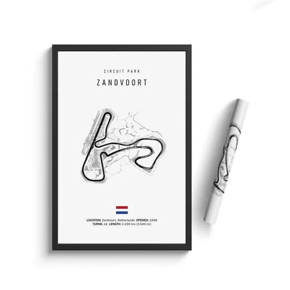 Zandvoort F1 Circuit White Poster