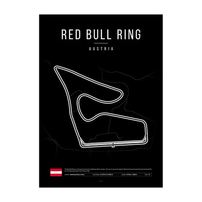 Red Bull Ring F1 Circuit Black Poster
