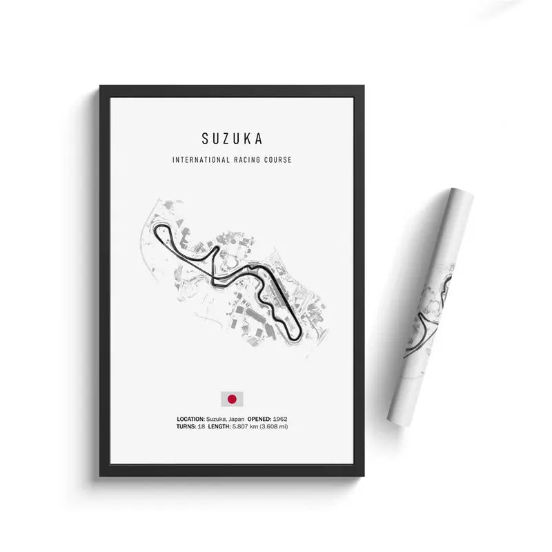 Suzuka F1 Circuit White Poster