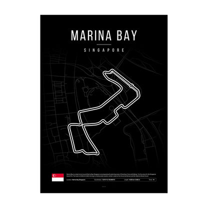 Marina Bay F1 Circuit Black Poster