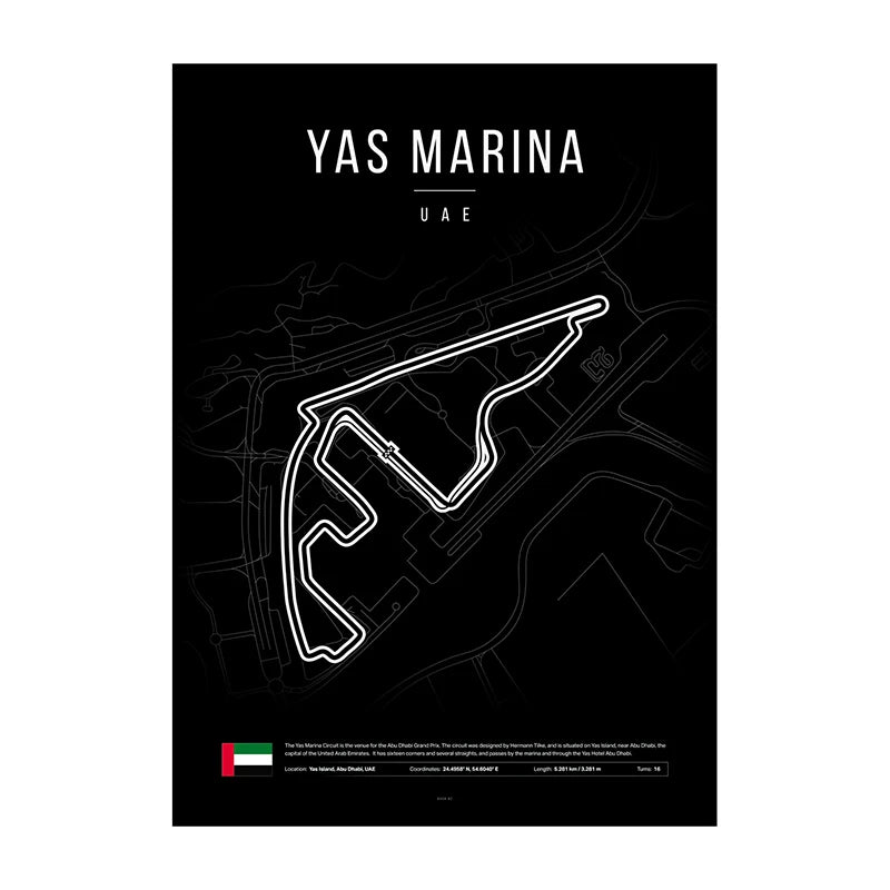 Yas Marina F1 Circuit Black Poster