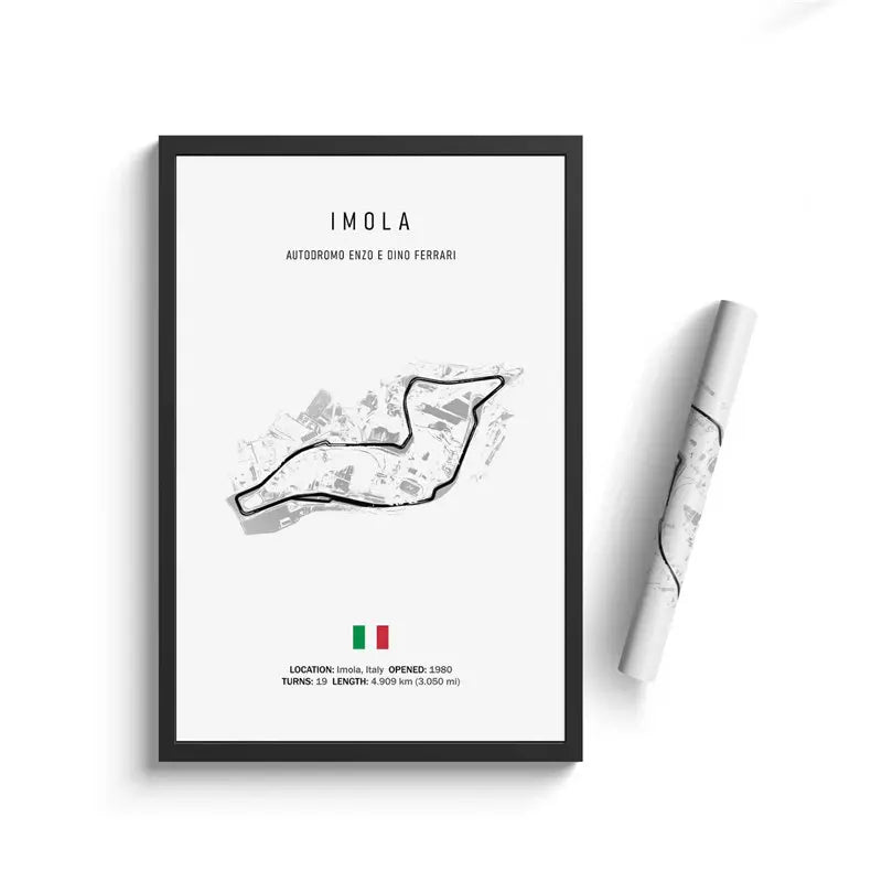 Imola F1 Circuit White Poster