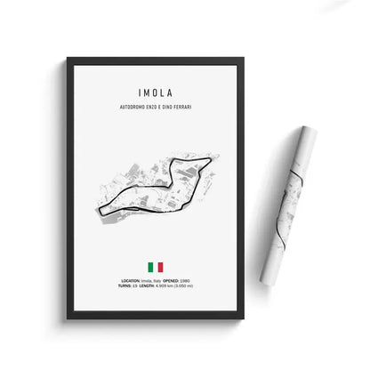 Imola F1 Circuit White Poster