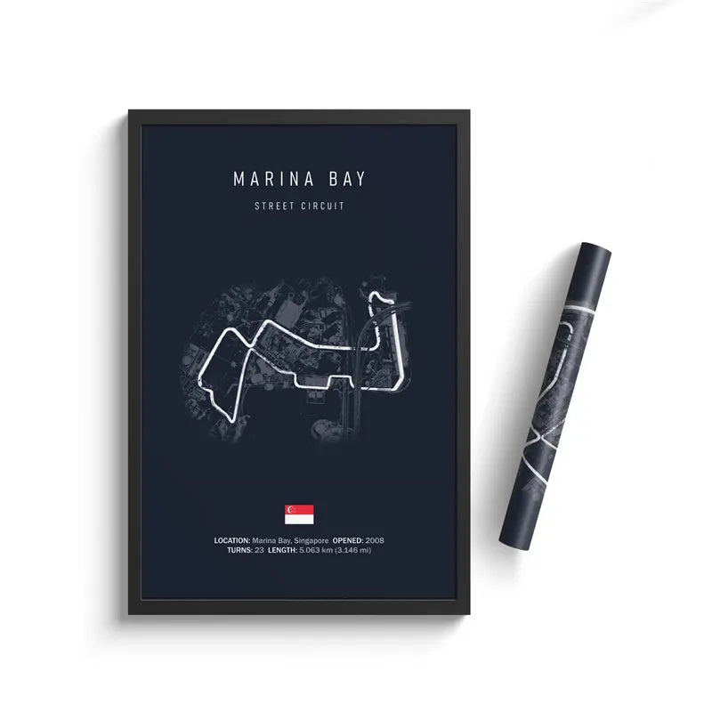Marina Bay F1 Circuit Blue Poster