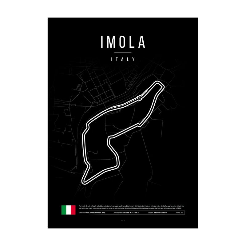 Imola F1 Circuit Black Poster