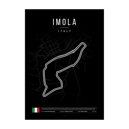 Imola F1 Circuit Black Poster