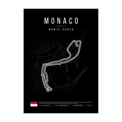 Monaco F1 Circuit Black Poster