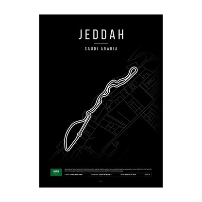Jeddah F1 Circuit Black Poster