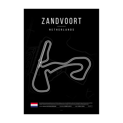 Zandvoort F1 Circuit Black Poster