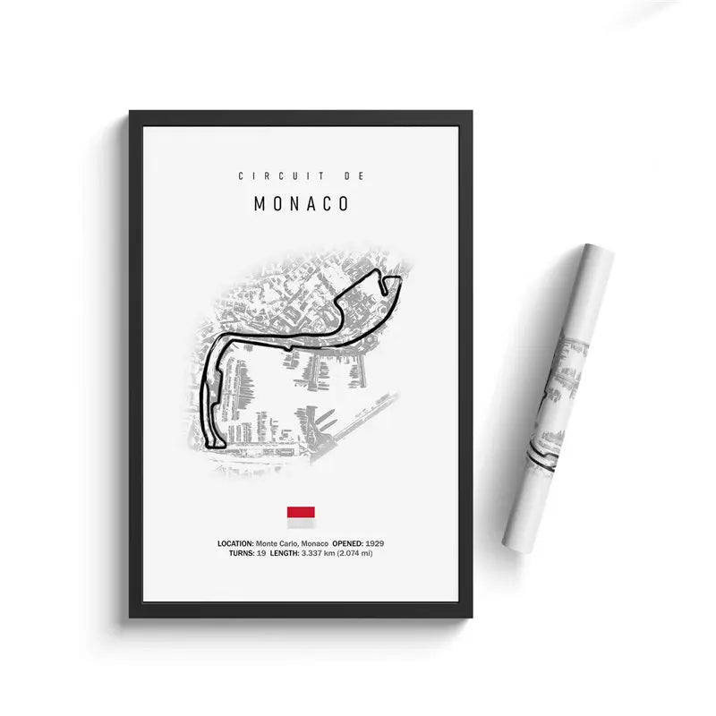 Monaco F1 Circuit White Poster