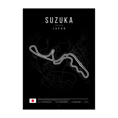 Suzuka F1 Circuit Black Poster