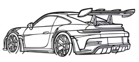 Porsche GT3 RS Rear Angle Silhouette Metal