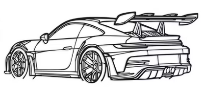 Porsche GT3 RS Rear Angle Silhouette Metal