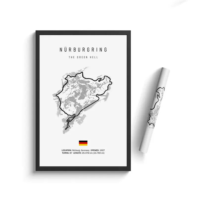 Nürburgring F1 Circuit White Poster