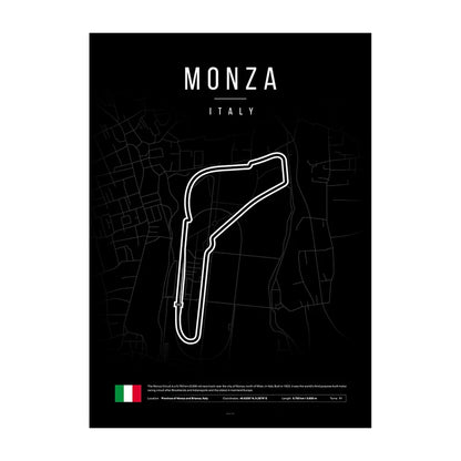 Monza F1 Circuit Black Poster