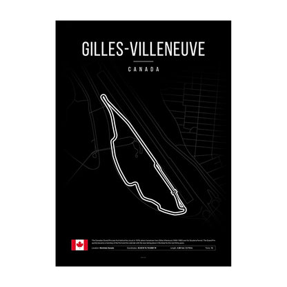 Gilles Villeneuve F1 Circuit Black Poster