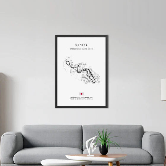 Suzuka F1 Circuit White Poster