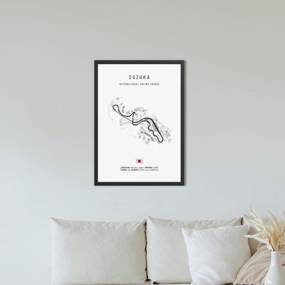 Suzuka F1 Circuit White Poster