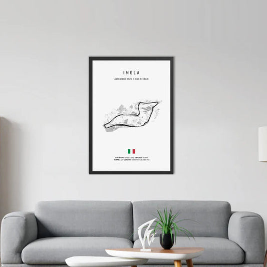 Imola F1 Circuit White Poster
